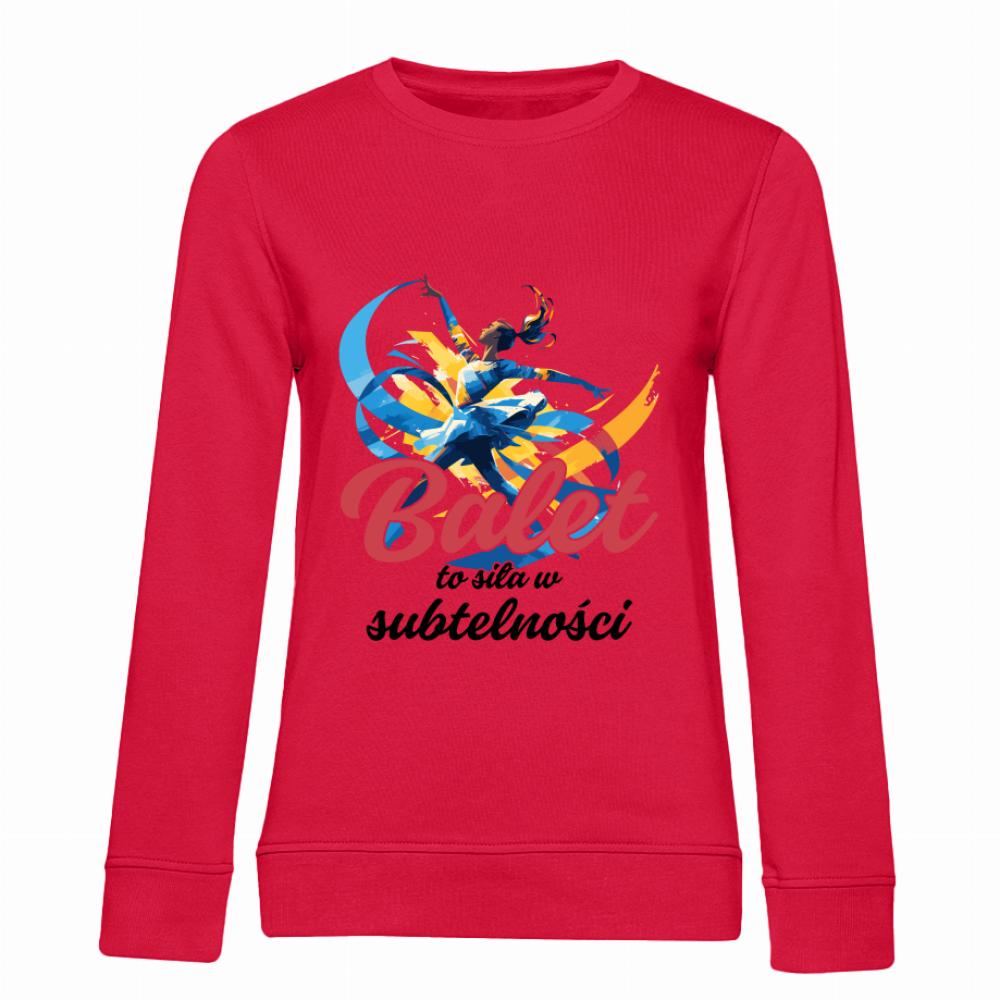 Balet to siła w subtelności bluza damska bez kaptura kolor czerwony