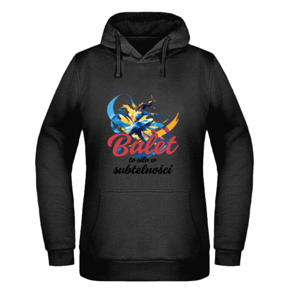 Balet to siła w subtelności bluza damska z kapturem kolor żółty