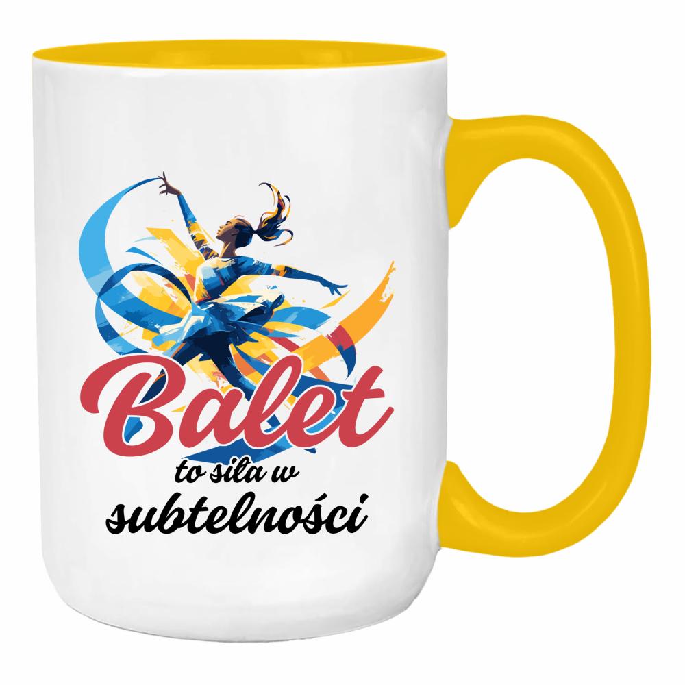 Balet to siła w subtelności duży kubek ucho kolor kolor żółty