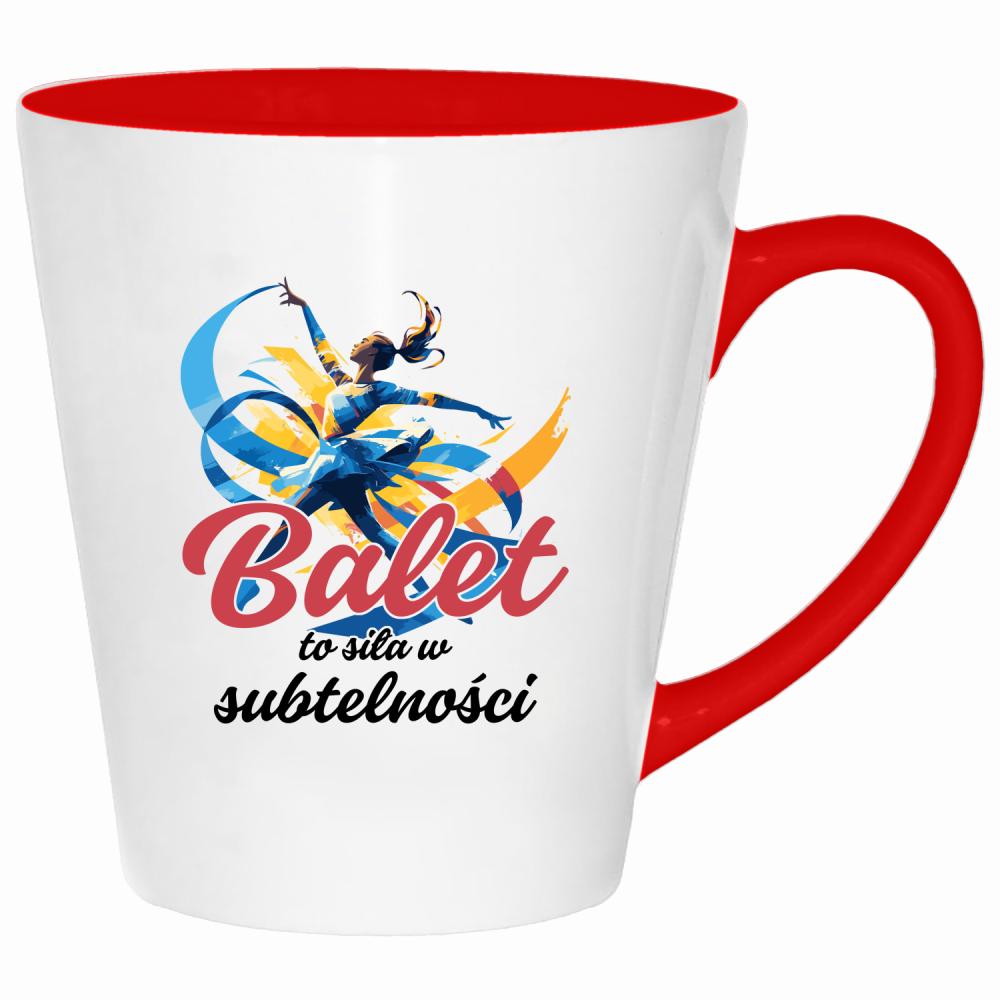 Balet to siła w subtelności kubek latte kolor czerwony latte