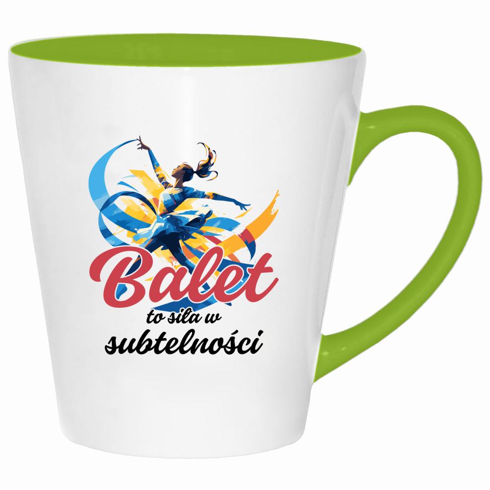Balet to siła w subtelności kubek latte kolor limonka