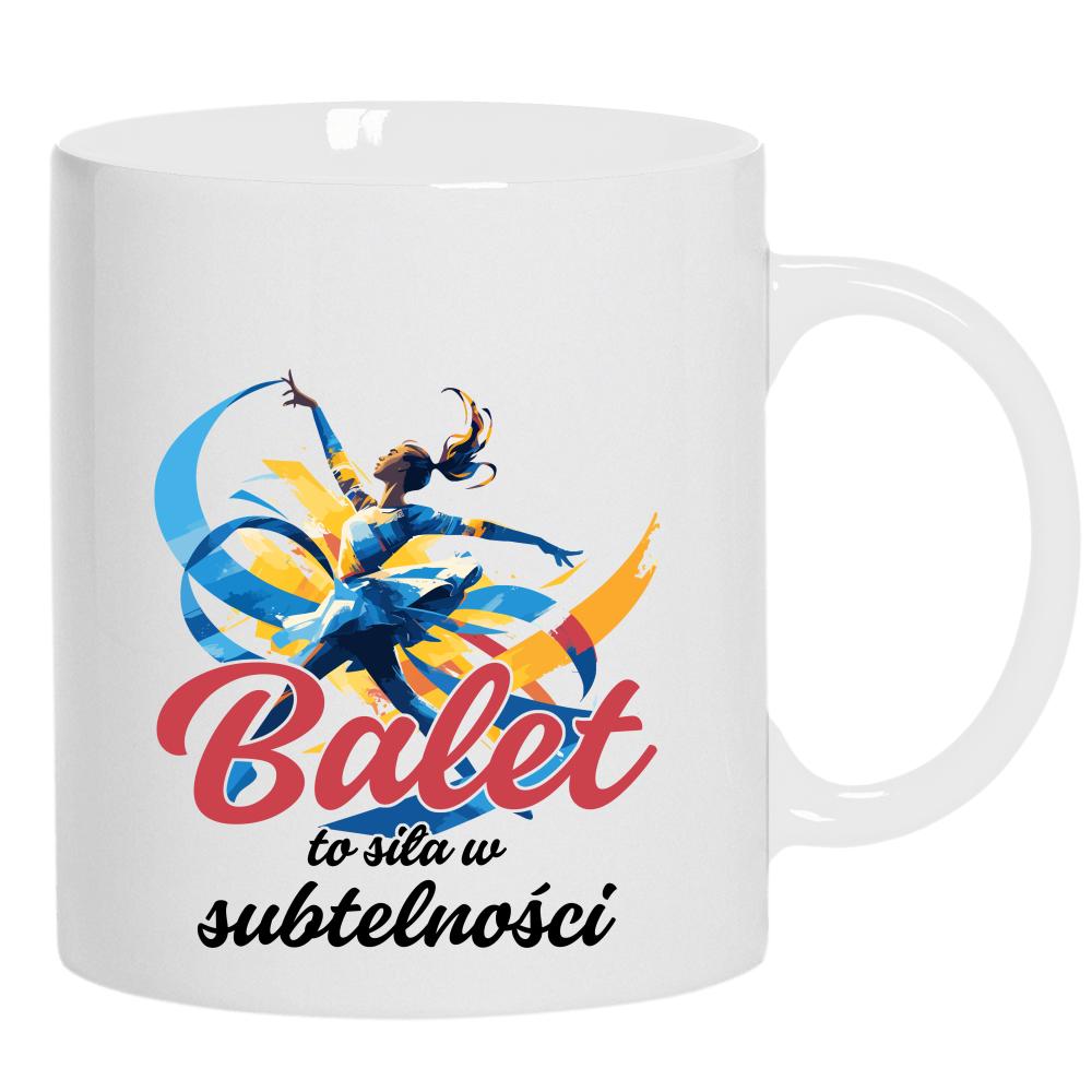 Balet to siła w subtelności kubek ucho kolor kolor biały