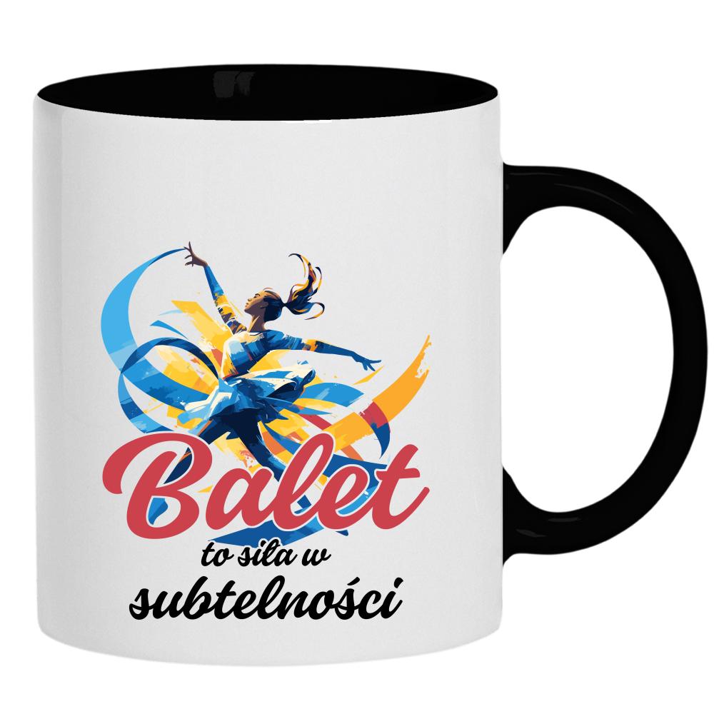 Balet to siła w subtelności kubek ucho kolor kolor czarnyy