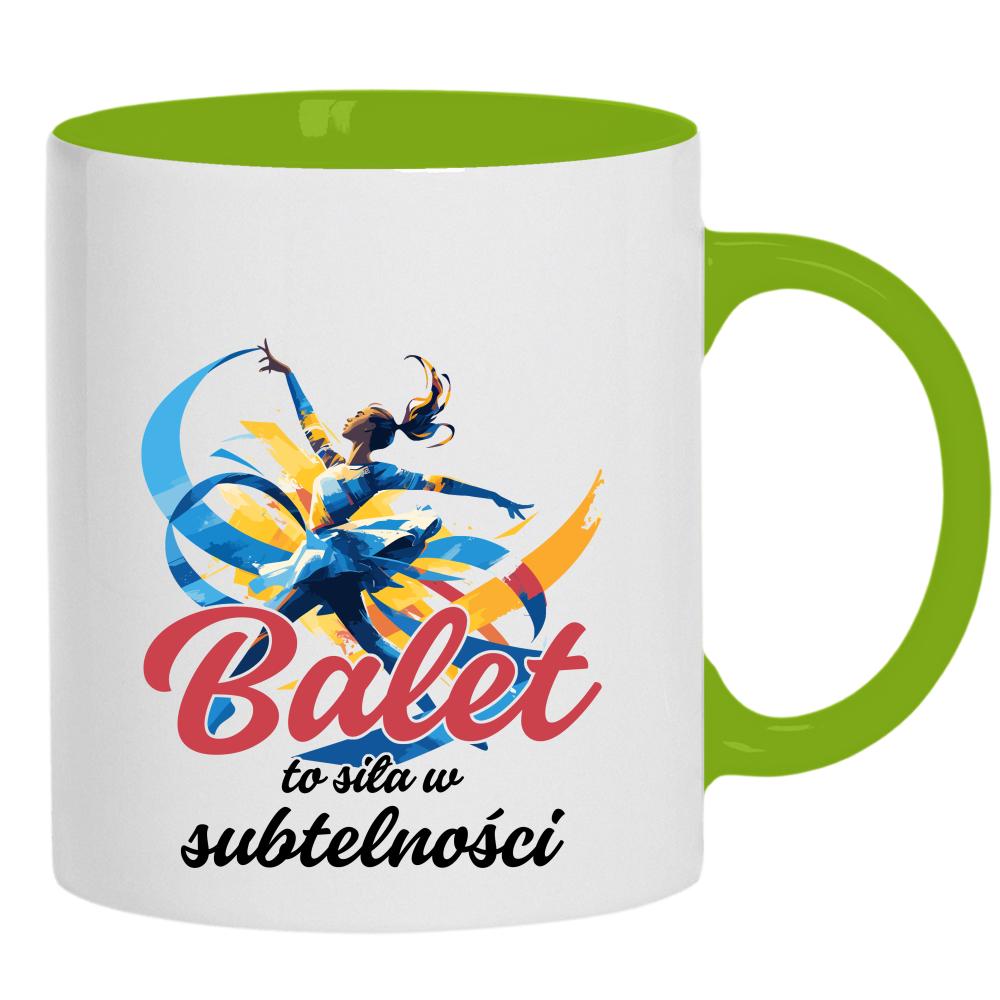 Balet to siła w subtelności kubek ucho kolor kolor zielony