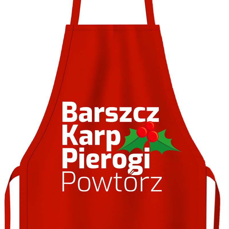 Barszcz, Karp, Pierogi, Powtórz fartuch kolor czerwony