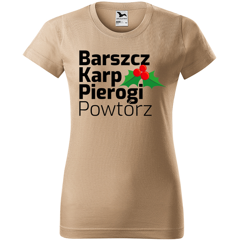Barszcz, Karp, Pierogi, Powtórz koszulka damska kolor koszulka piaskowy