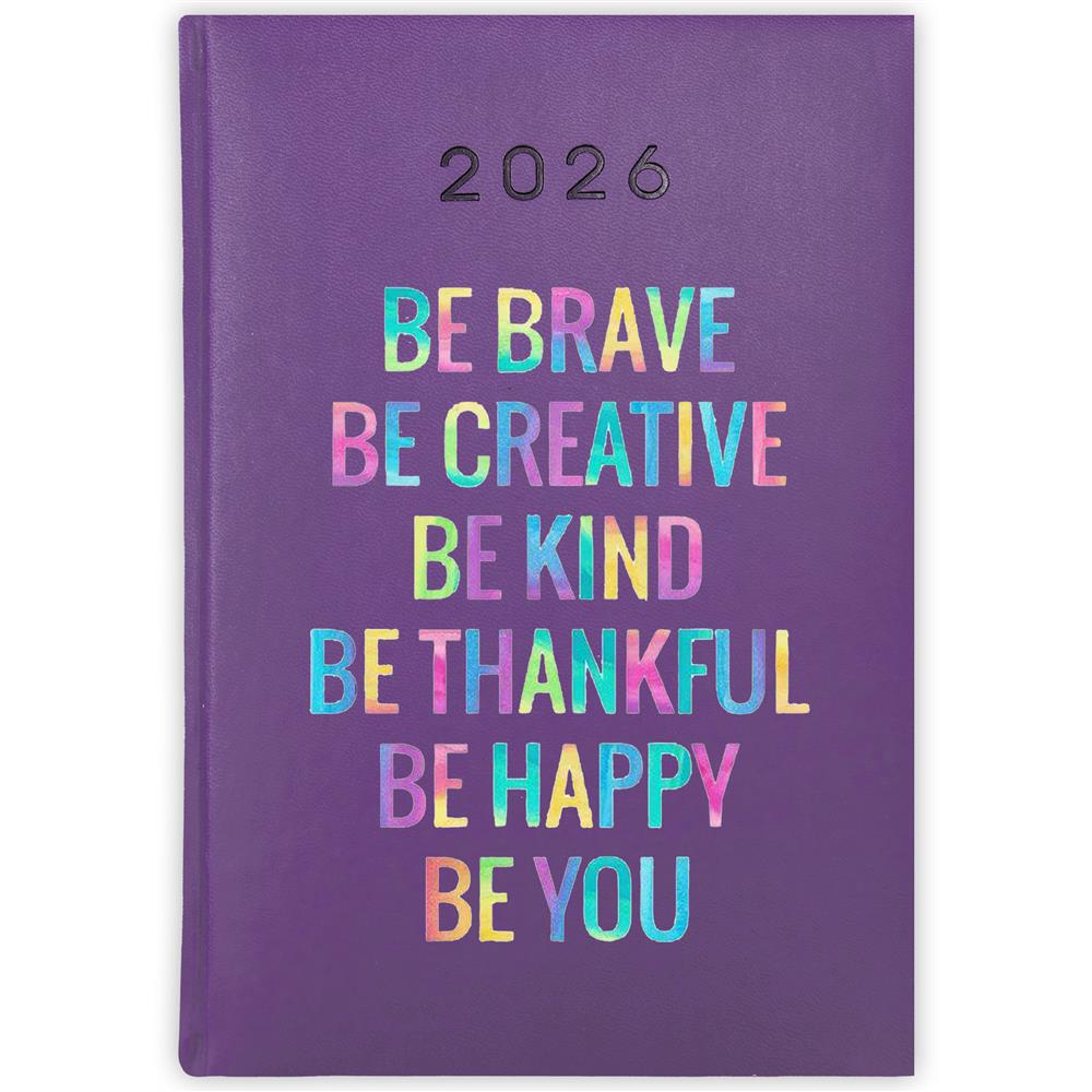 Be brave, creative, kind kalendarz książkowy a5 2026 kolor fioletowy