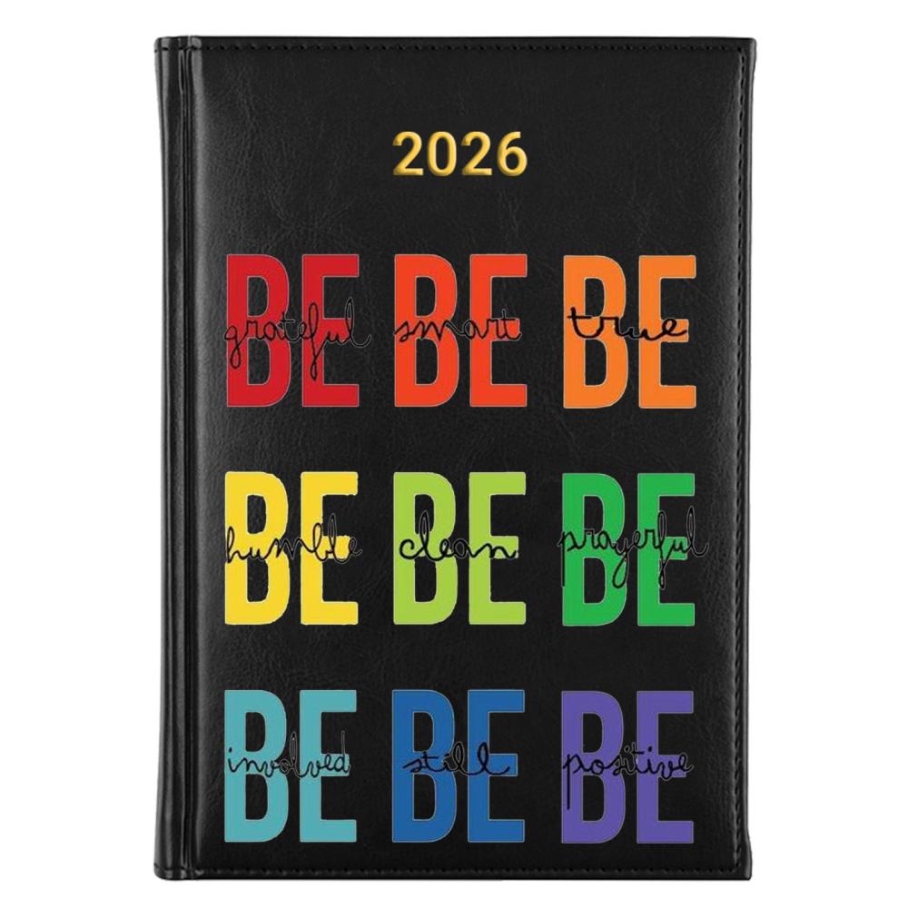 Be grateful, be smart, be true kalendarz książkowy a5 2026 kolor granatowy