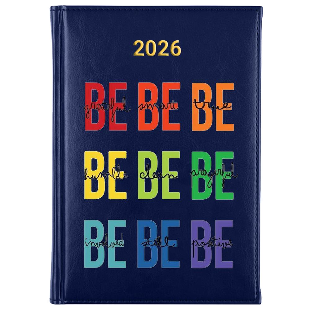 Be grateful, be smart, be true kalendarz książkowy a5 2026 kolor granatowy