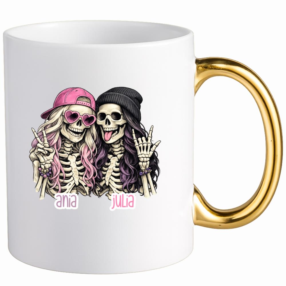 Będziemy przyjaciółkami do śmierci kubek ucho złote kolor jasnofioletowy