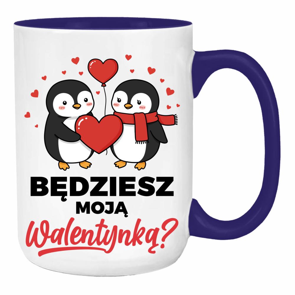 Będziesz moją walentynką? duży kubek ucho kolor kolor navy