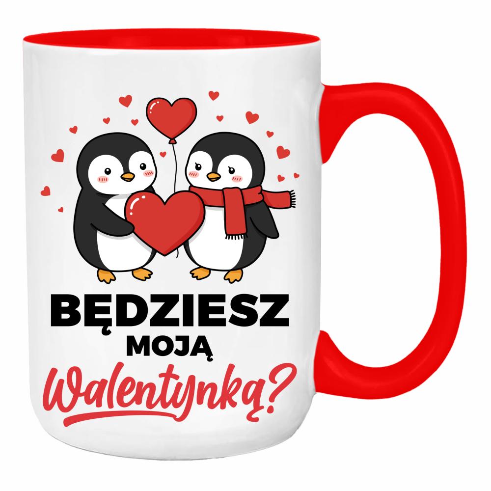 Będziesz moją walentynką? duży kubek ucho kolor kolor red
