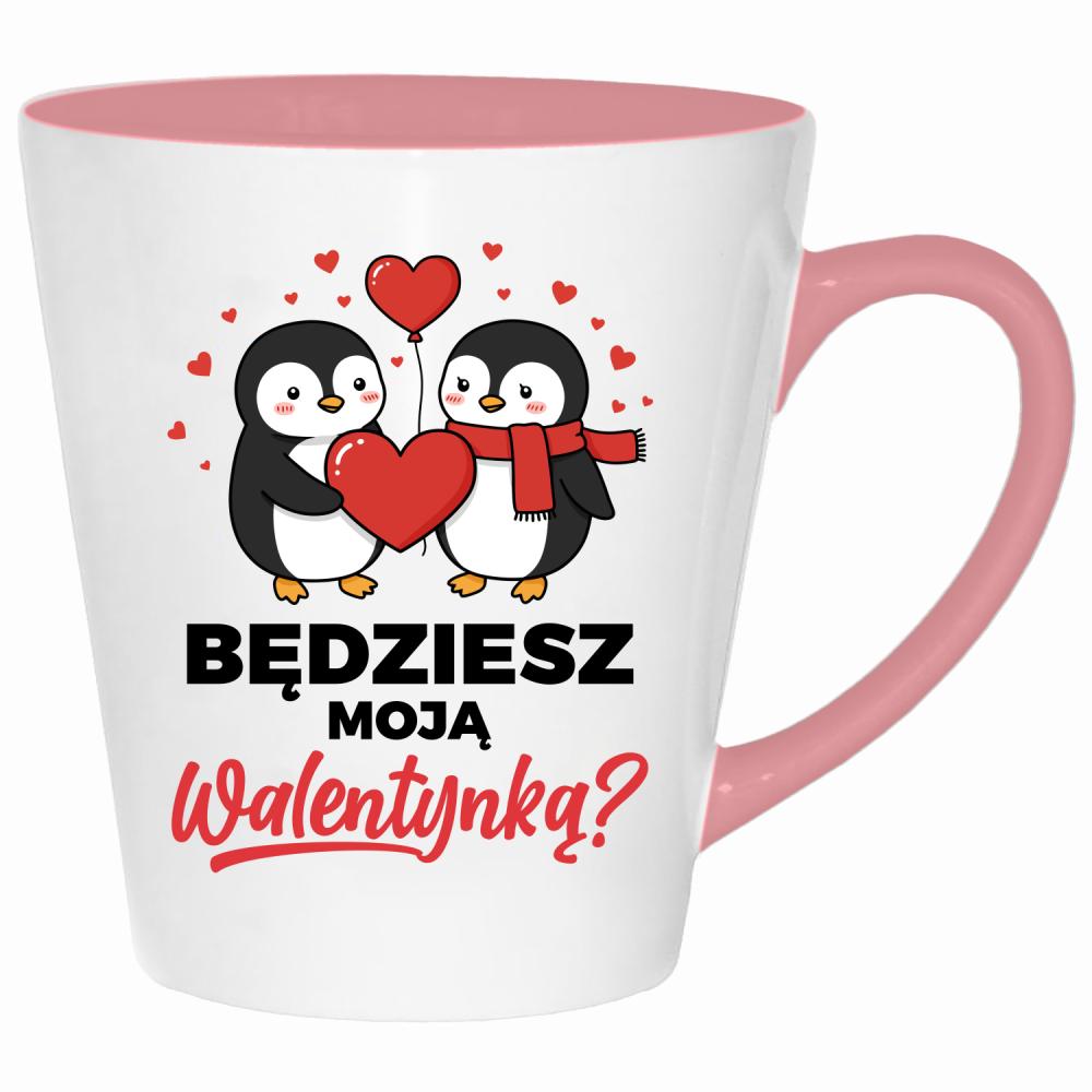 Będziesz moją walentynką? kubek latte kolor pink
