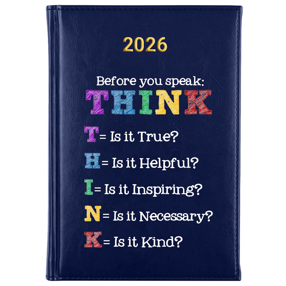 Before you speak: think kalendarz książkowy a5 2026 kolor granatowy