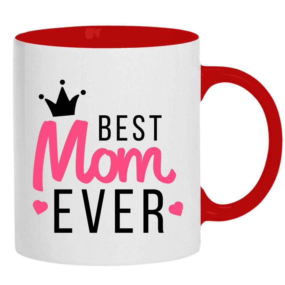 Best Mom Ever 3 kubek ucho kolor kolor czerwony