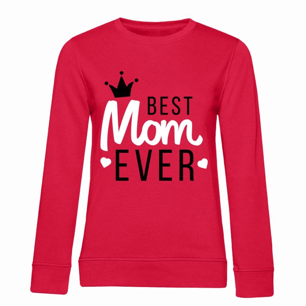 Best Mom Ever bluza damska bez kaptura kolor czerwony