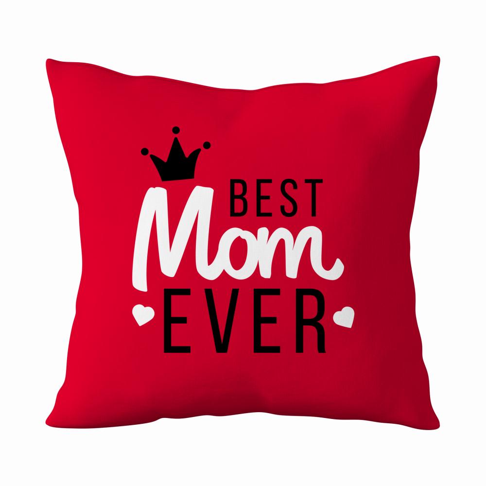 Best Mom Ever poduszka kolor czerwony