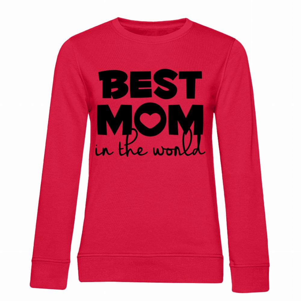 Best Mom in the world bluza damska bez kaptura kolor czerwony