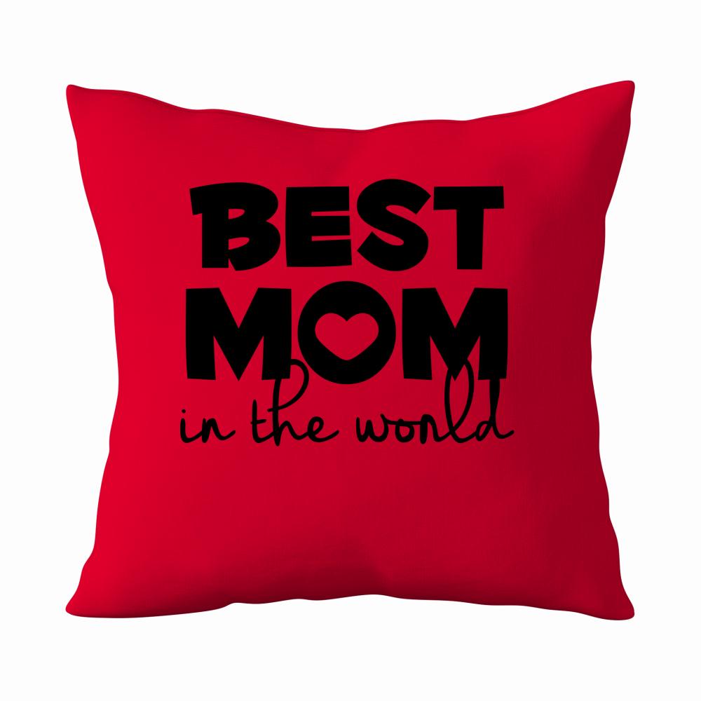 Best Mom in the world poduszka kolor czerwony