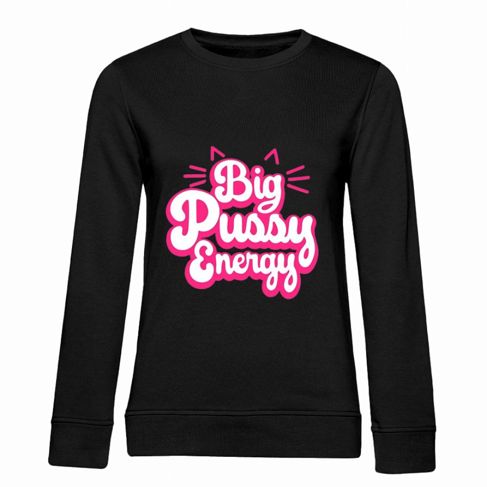 Big Pussy Energy bluza damska bez kaptura kolor czarnyy