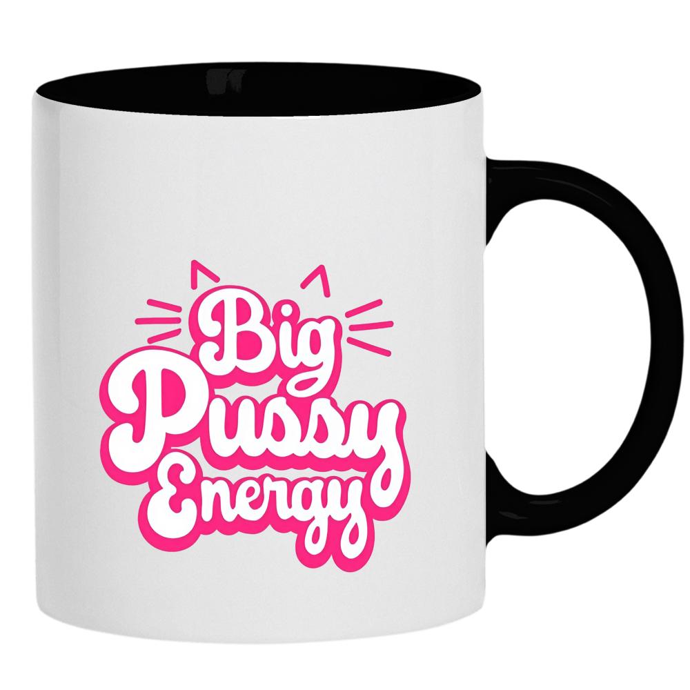 Big Pussy Energy kubek ucho kolor kolor czarnyy