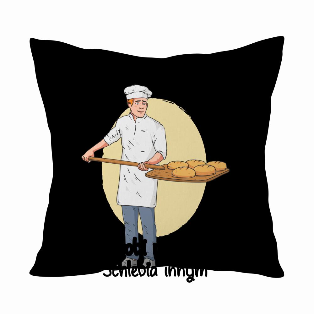 Bo dobry chleb zaczyna się od dobrego piekarza poduszka kolor biały