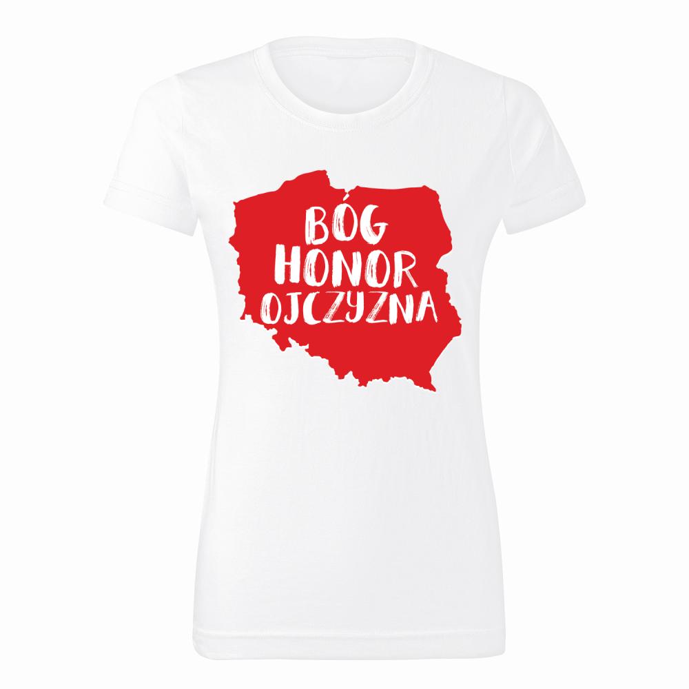 BÓG HONOR OJCZYZNA Poland koszulka damska kolor biały