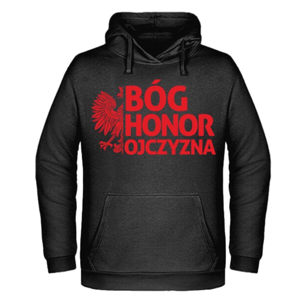BÓG HONOR OJCZYZNA bluza męska z kapturem kolor biały