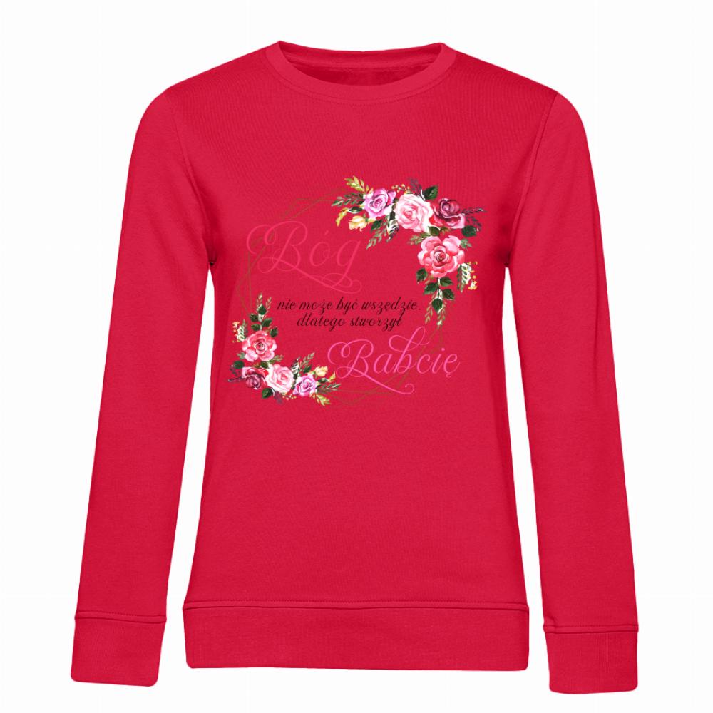 Bóg nie może być wszędzie bluza damska bez kaptura kolor czerwony