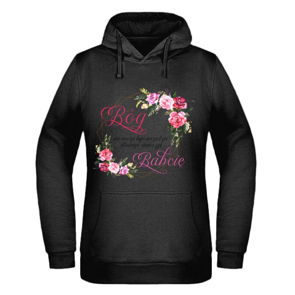 Bóg nie może być wszędzie bluza damska z kapturem kolor czerwony