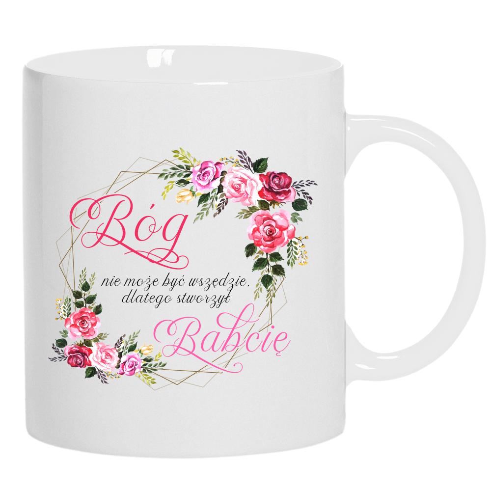 Bóg nie może być wszędzie kubek ucho kolor kolor biały
