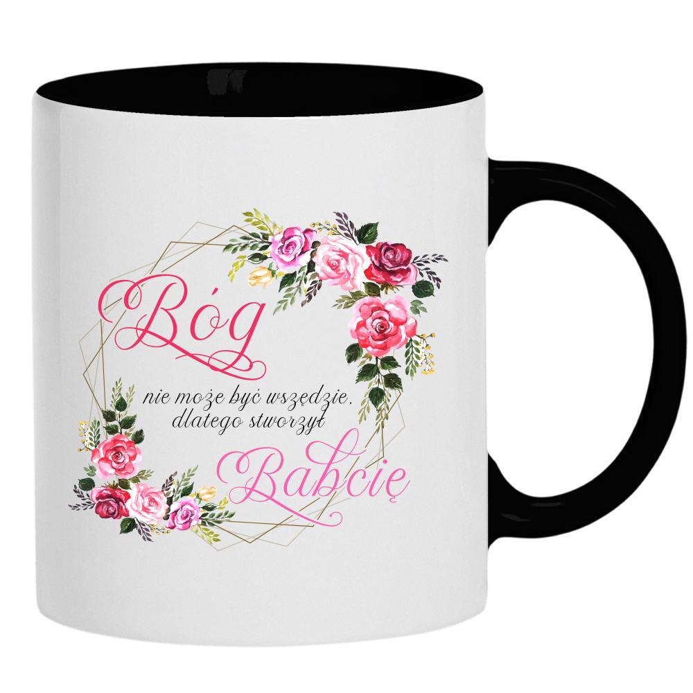 Bóg nie może być wszędzie kubek ucho kolor kolor czarnyy