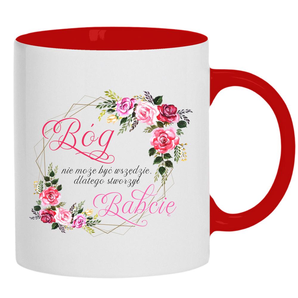 Bóg nie może być wszędzie kubek ucho kolor kolor czerwony