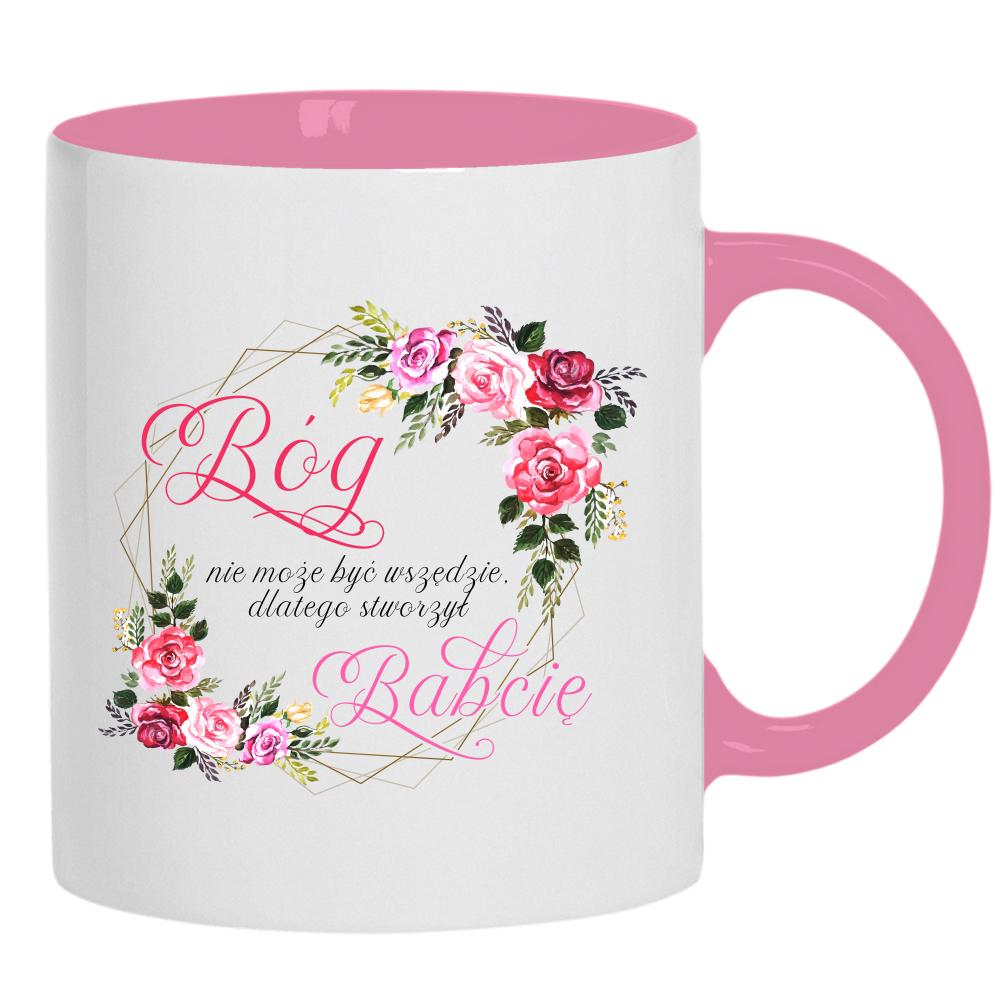 Bóg nie może być wszędzie kubek ucho kolor kolor różowy