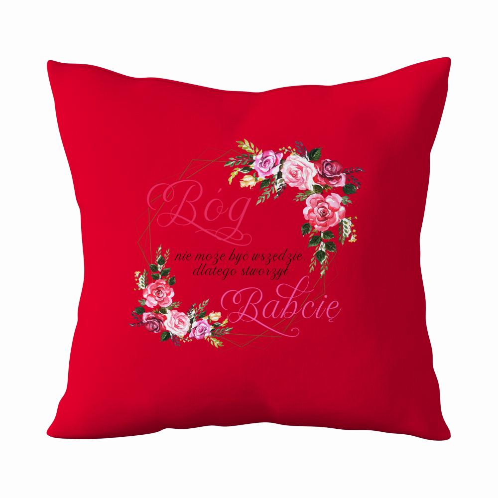 Bóg nie może być wszędzie poduszka kolor czerwony
