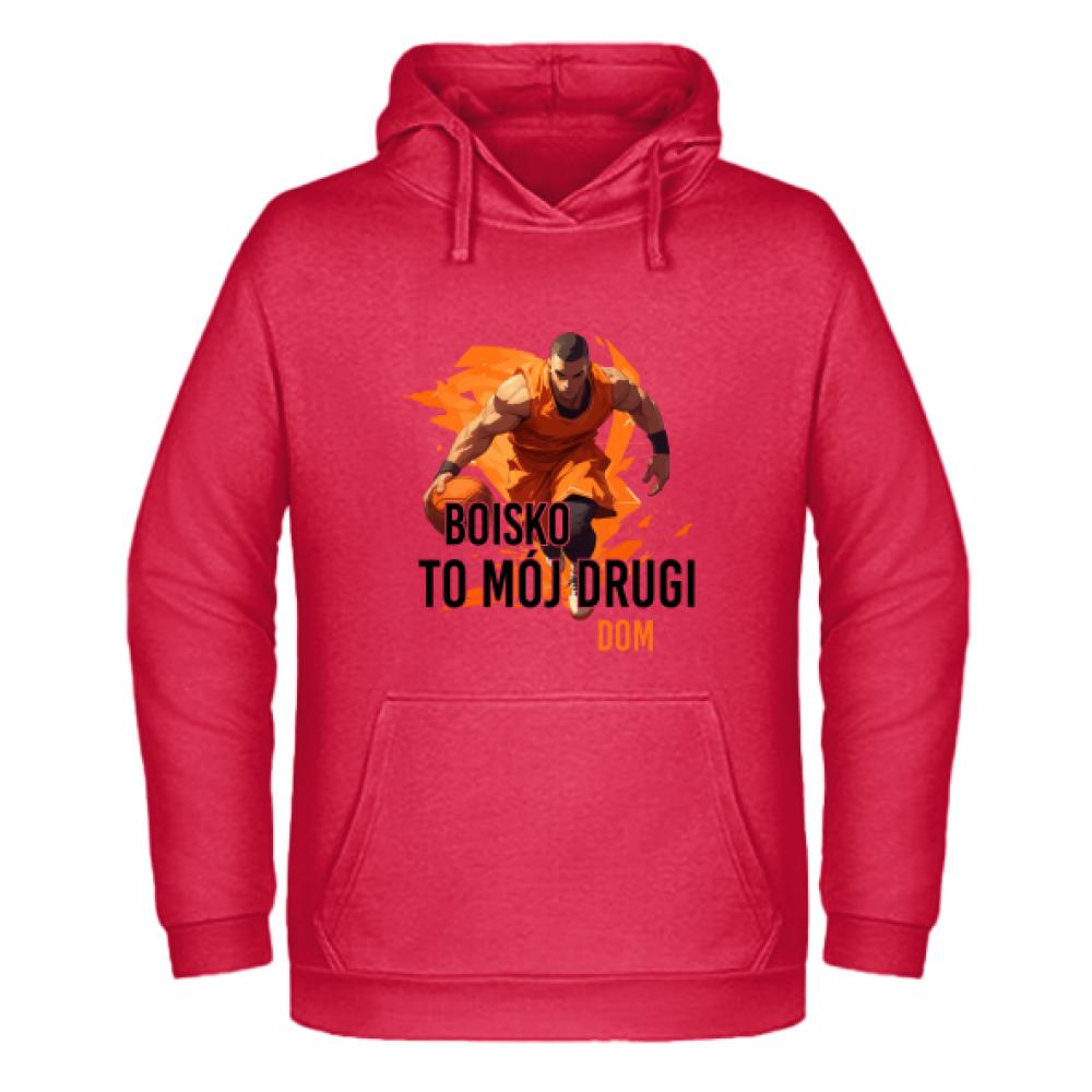 Boisko to mój drugi dom bluza męska z kapturem kolor czerwony