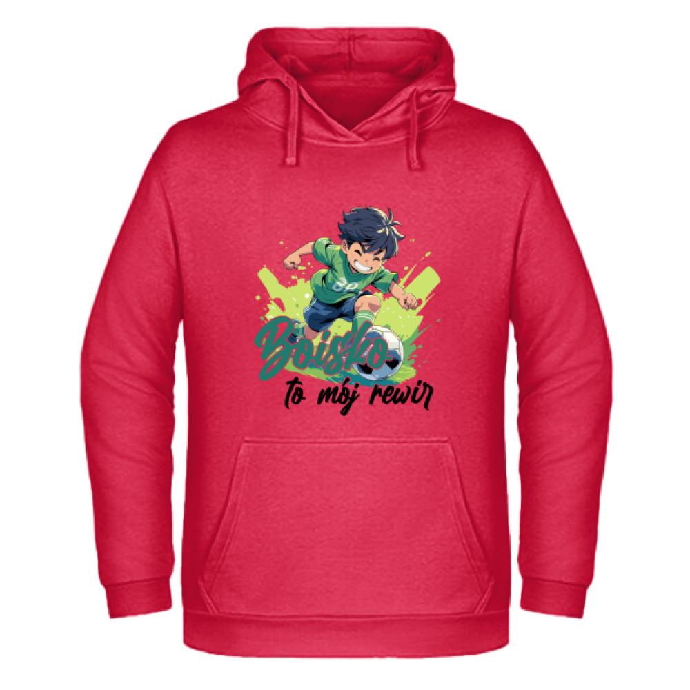 Boisko to pasja zabawa i energia bluza męska z kapturem kolor czerwony