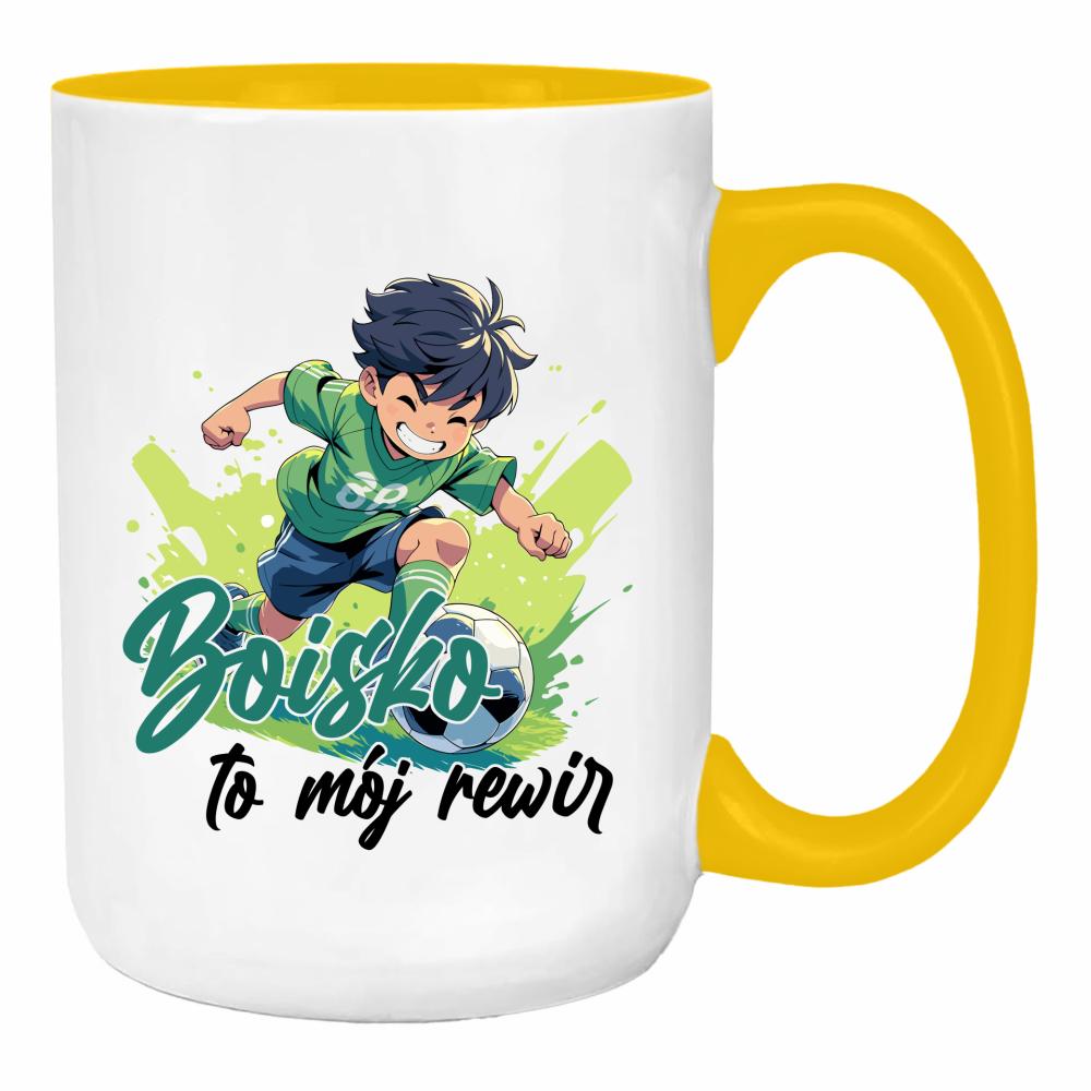 Boisko to pasja zabawa i energia duży kubek ucho kolor kolor żółty