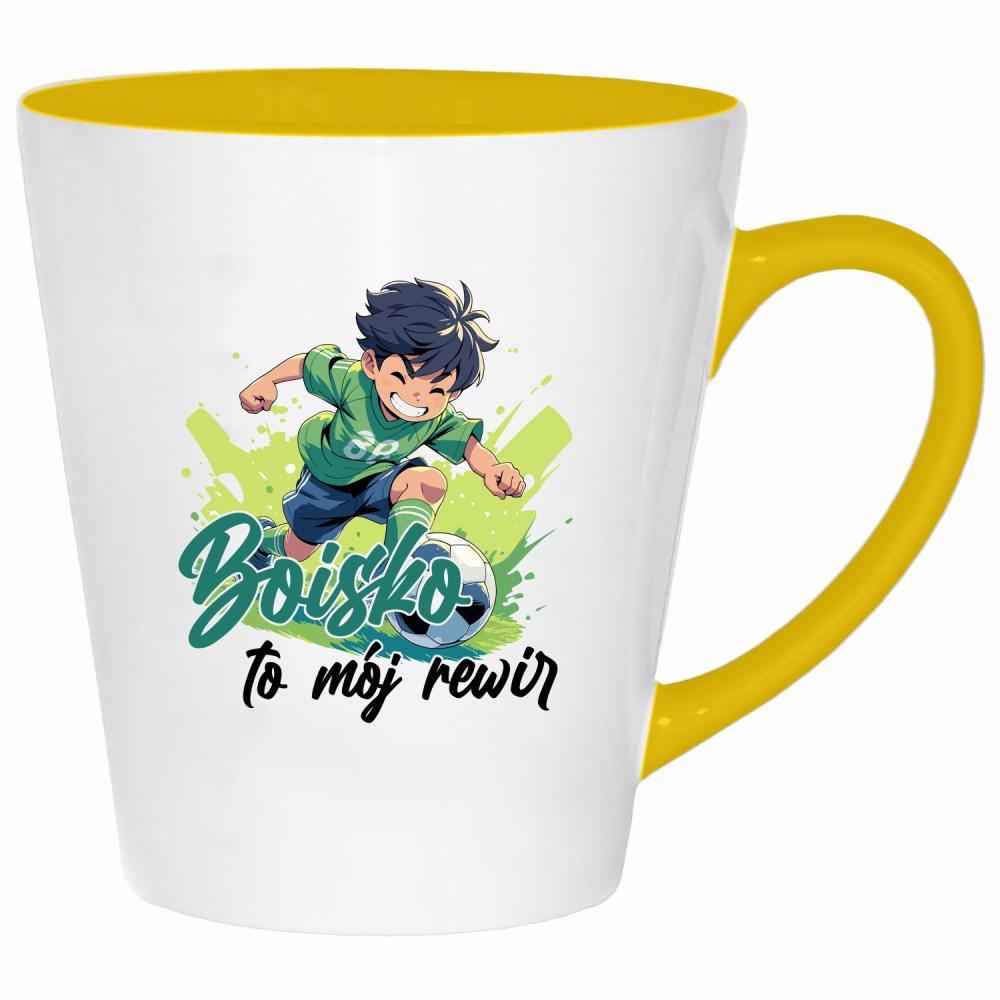 Boisko to pasja zabawa i energia kubek latte kolor żółtyy