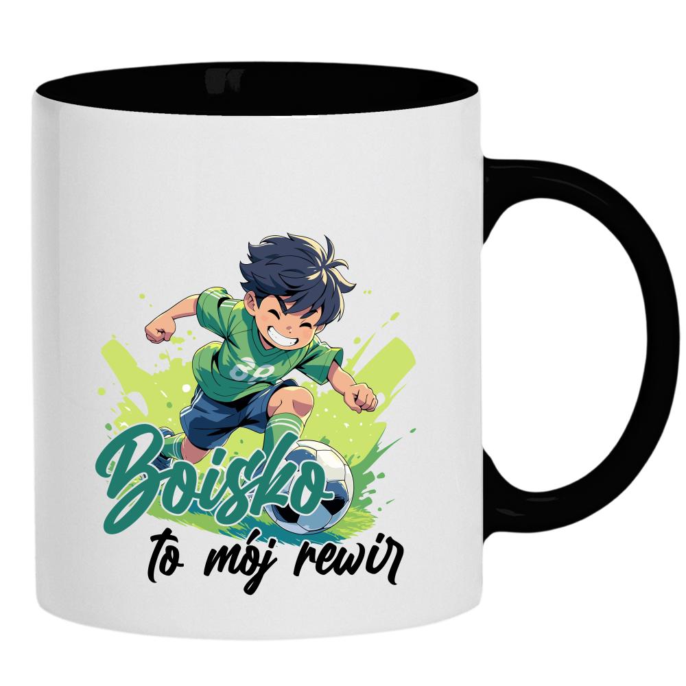 Boisko to pasja zabawa i energia kubek ucho kolor kolor czarnyy