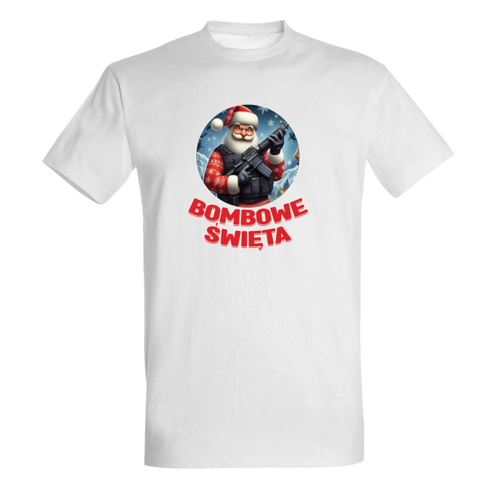 Bombowe Święta koszulka męska kolor biały
