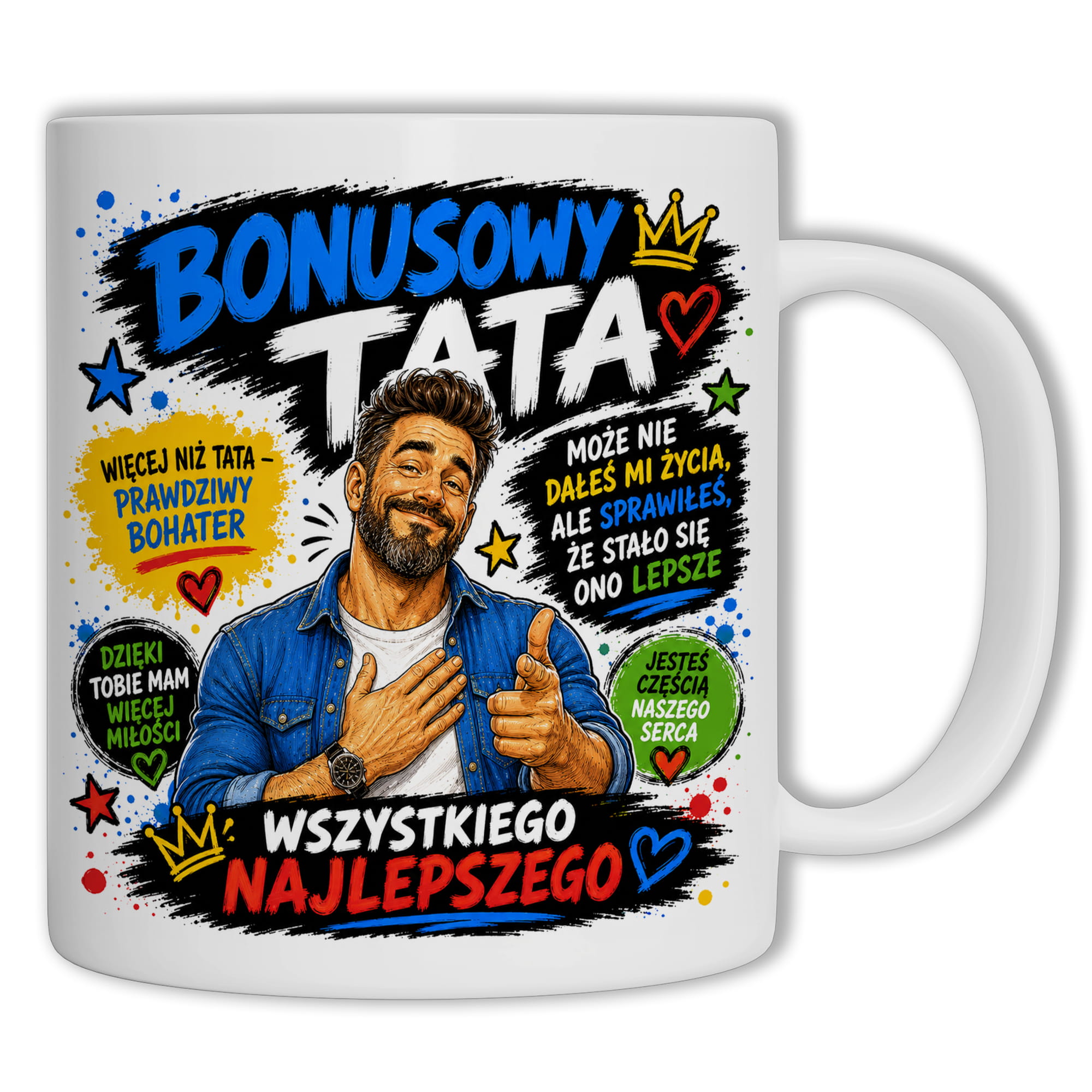 Bonusowy tata kubek ucho kolor kolor biały