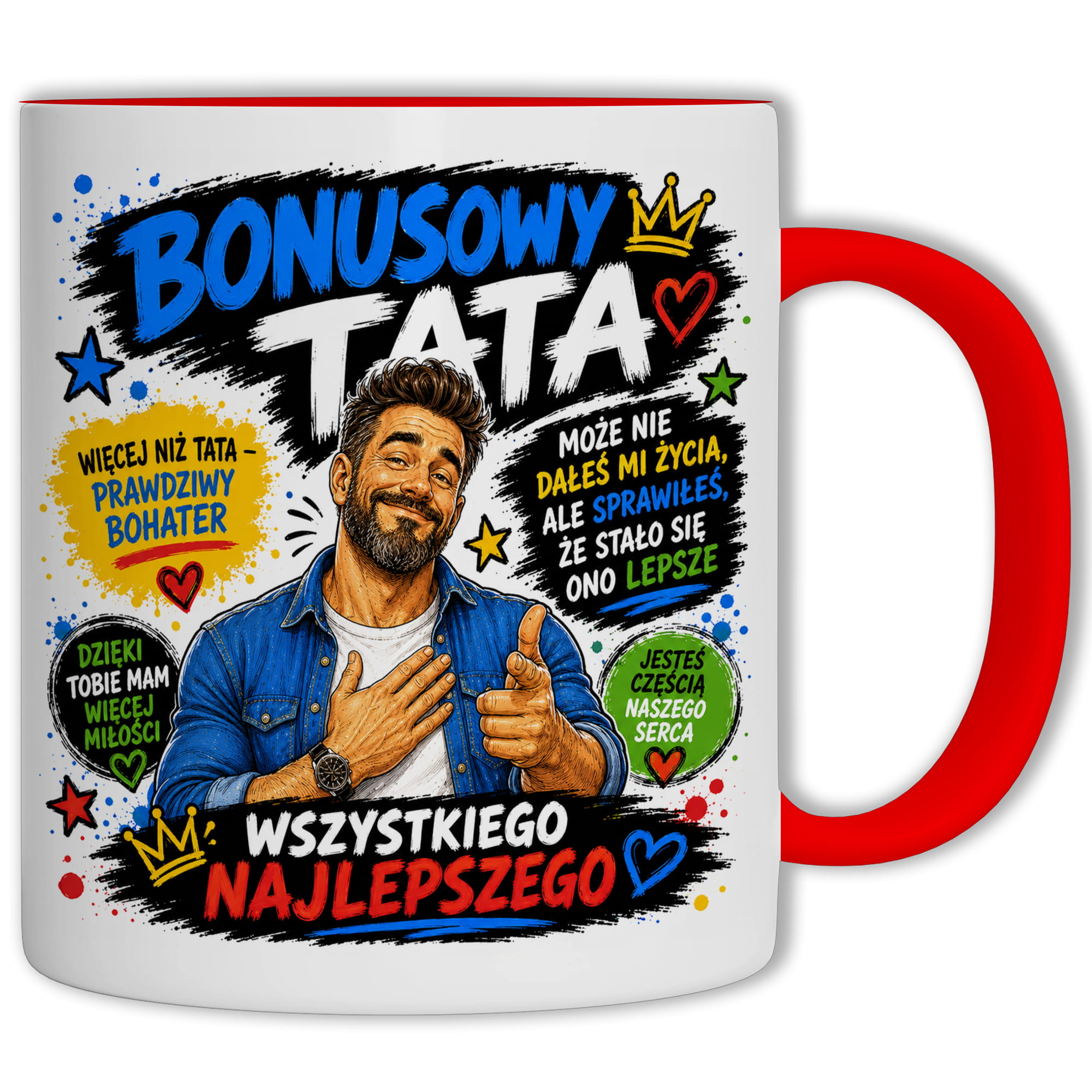 Bonusowy tata kubek ucho kolor kolor czerwony
