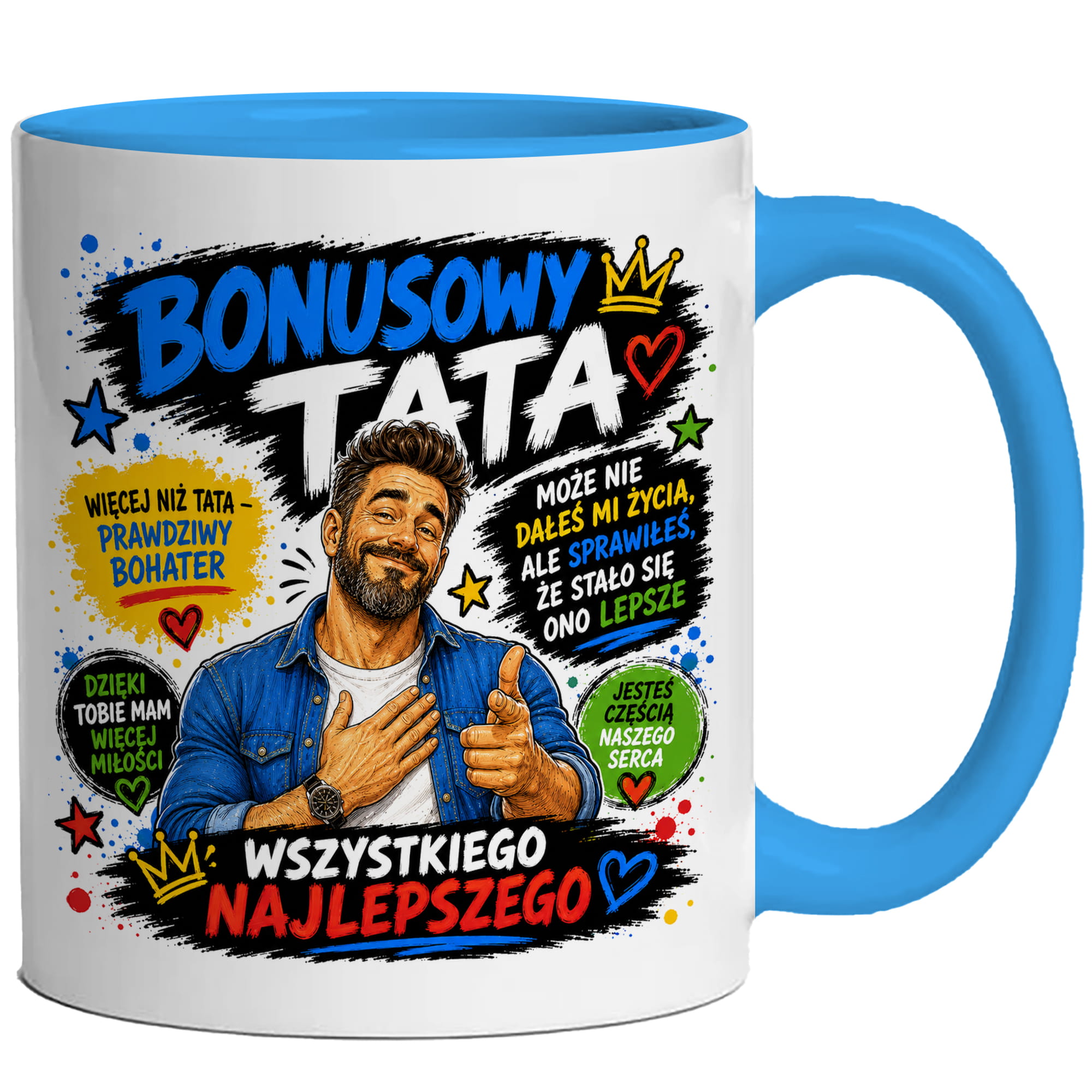 Bonusowy tata kubek ucho kolor kolor jasnoniebieski