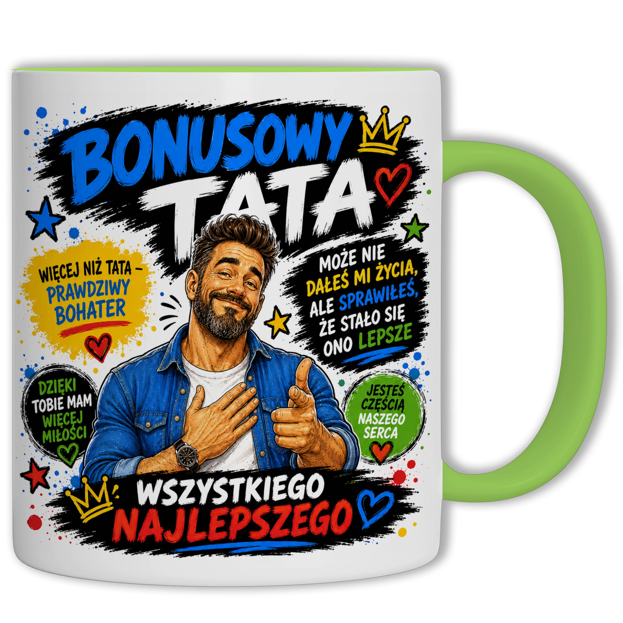 Bonusowy tata kubek ucho kolor kolor zielony
