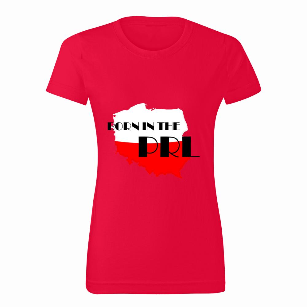 Born in the PRL koszulka damska kolor czerwony