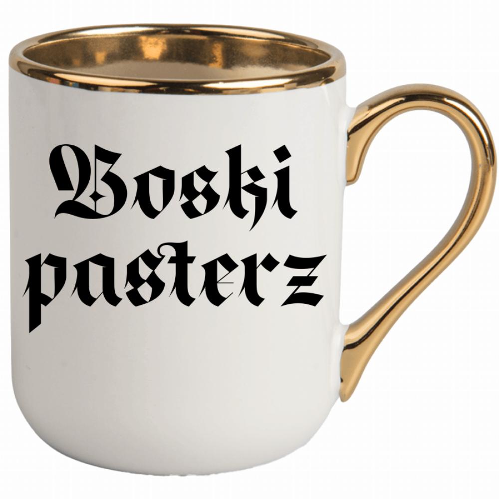 Boski Pasterz kubek elegant biały kolor czerwony latte