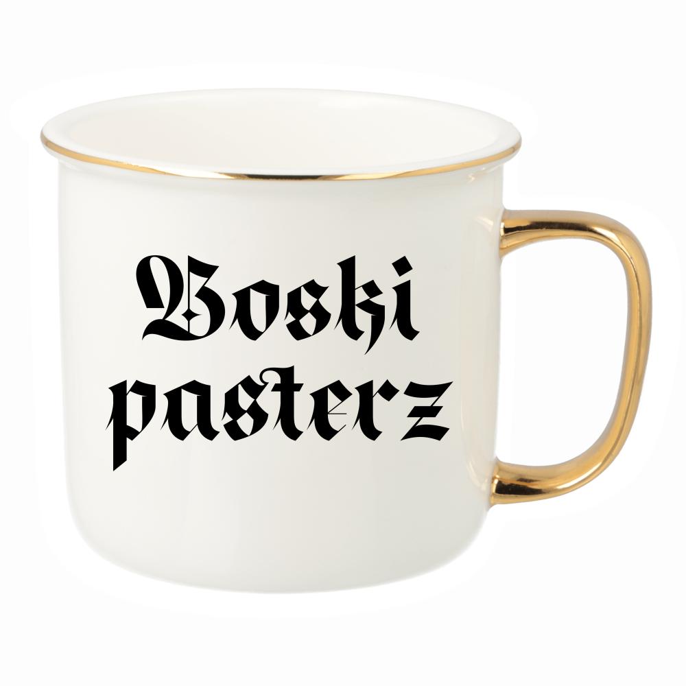 Boski Pasterz kubek porcelanowy retro kolor żółtyy
