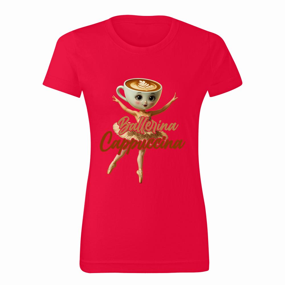 Brainrot Ballerina Cappuccina koszulka damska kolor czerwony