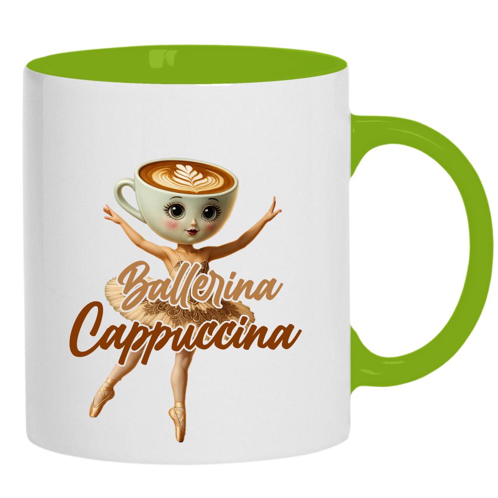 Brainrot Ballerina Cappuccina kubek ucho kolor kolor zielony